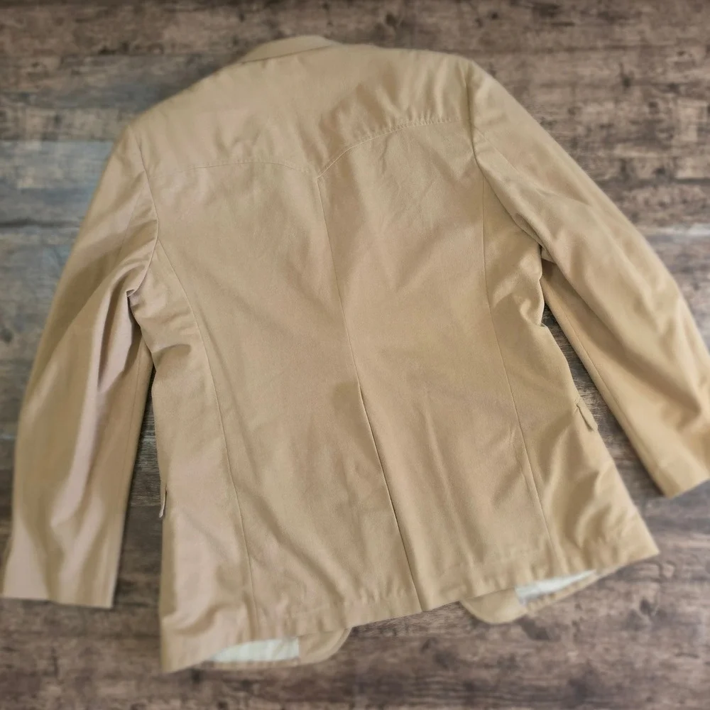 CIRCLE S Western Blazer Mens 48L Tan Ranch Sport Coat Gold Needle USA Made
